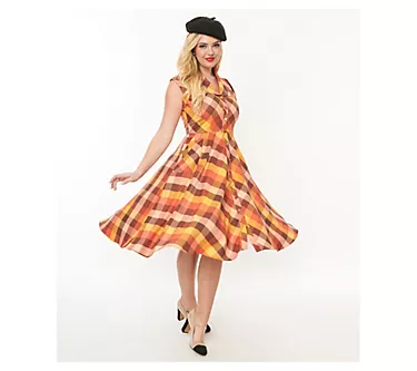 Unique Vintage 1950s Madras Plaid Shirt Dress