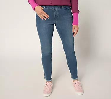 Belle by Kim Gravel Regular TripleLuxe Denim Frayed Edge Ankle Jean