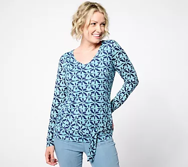 Belle by Kim Gravel Rayon Spandex Think Ink Side Tie Top