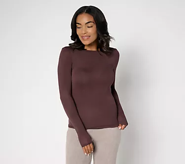 Barefoot Dreams MC Modal Peached Jersey Boatneck Long Sleeve Tee