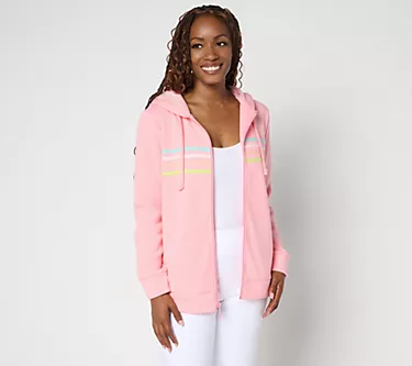 Belle Body by Kim Gravel Sponge Fleece Striped Twill Tape Hoodie