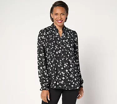 NYDJ Pleat Front Long Sleeve Tunic - Primrose Path