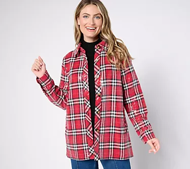 Jingle Belles by Kim Gravel Sequin Plaid Lumberjill Shacket