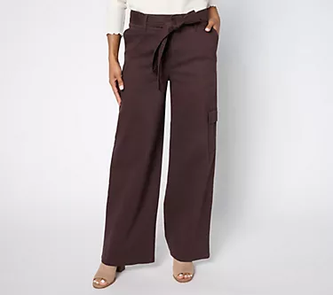 Me by Jennie Garth Regular Rowen Wide Leg Pants with Self Belt
