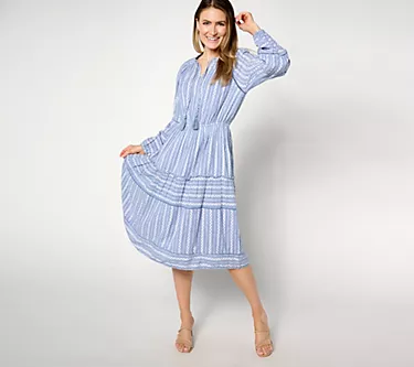 Destination 365 Petite Printed Clipped Dot Midi Dress