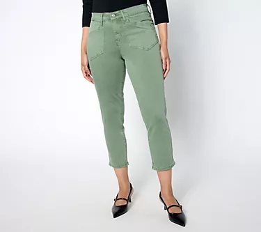 nicole by Nicole Miller Regular Cropped Soho High Rise Jean- Olive