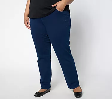 Quacker Factory Short DreamJeannes Flat Waistband Straight Leg