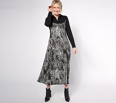 Attitudes by Renee Petite Bib Front Maxi Dress