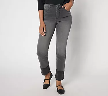 LOGO by Lori Goldstein Petite Jeans w/ Shadow Patch Cuff