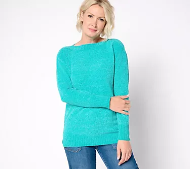 Belle by Kim Gravel Chenille Boat Neck Sweater