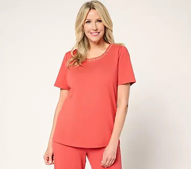 Sport Savvy Cotton/Span Jersey Tee with Grommet Neckline
