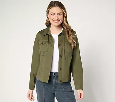 Attitudes by Renee Cotton Stretch Sateen Jacket