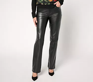 NYDJ Marilyn Straight Faux Leather Pant - Black