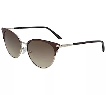 Calvin Klein Women's Satin Brown Metal Cat-Eye Sunglasses
