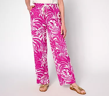 Belle by Kim Gravel Regular Cabana Knit Full Length Beach Pants