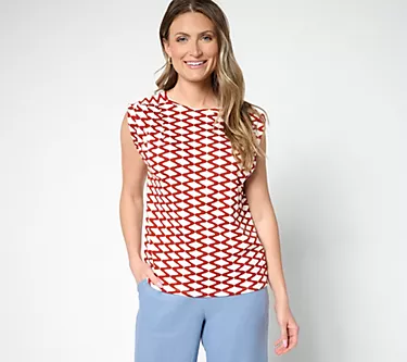 Carla Rockmore Collection 100% Cotton Pleated Shoulder Top