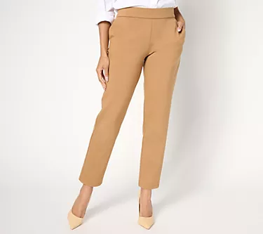 Dennis Basso Regular Ponte Knit Slim Leg Pull-on Pants