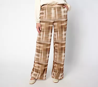 Isaac Mizrahi Live! Tall Printed Scuba Crepe Wide Leg Pants