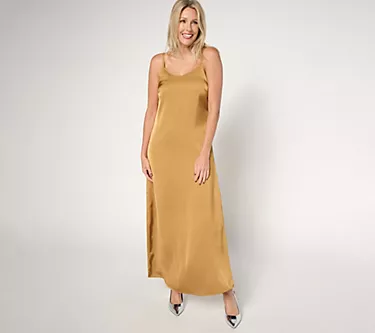 Destination 365 Petite Sleeveless Satin Midi Slip Dress