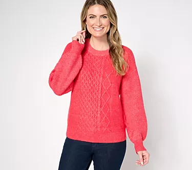AnyBody Mixed Stitch Crewneck Sweater