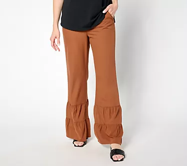 Isaac Mizrahi Live! Tall Stretch Woven Crepe Wide Leg Pants