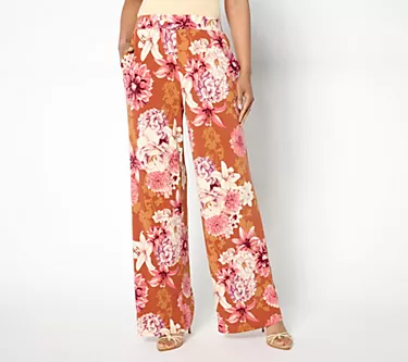 BEAUTIFUL by Lawrence Zarian Regular Printed Knit Wide Leg Pull-On Pant