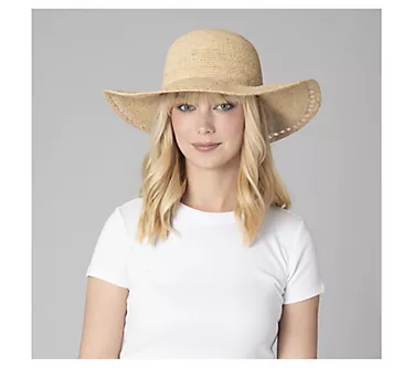 San Diego Hat Co. Raffia Round Crown Floppy Hatw/ Brim Detail