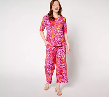 Attitudes by Renee Petite Como Jersey Elbow Sleeve & Crop Pant