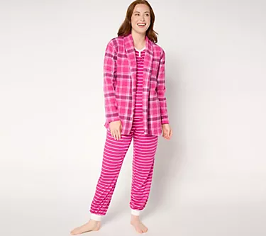 MUK LUKS Dream Cloud Pajama & Microfleece Cardigan Set