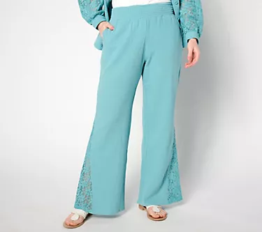 Isaac Mizrahi Live! Petite Bridgehampton Gauze Wide Leg Pants