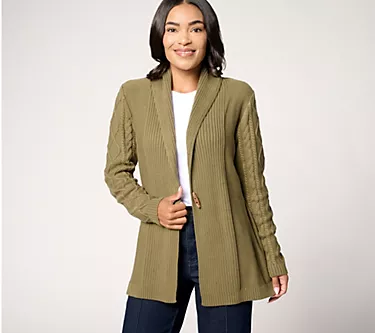 Denim & Co. Heritage Toggle-Closure Long-Sleeve Cardigan