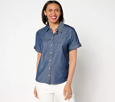 320235-joan-rivers-short-sleeve-button-front-lyocell-boyfriend-shirt-1.webp