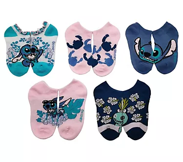 Lilo & Stitch Girls' No-Show Sock Set - 5 Pair