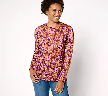 LOGO Layers by Lori Goldstein Crewneck Long-Sleeve with Ruffle
