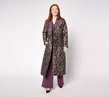 by Stacy London Regular Floral Brocade Topcoat