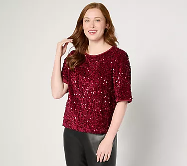 nicole by Nicole Miller Sequined Velvet Top