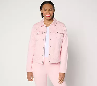 Quacker Factory Sparkle and Shine Denim Jeanne Jacket