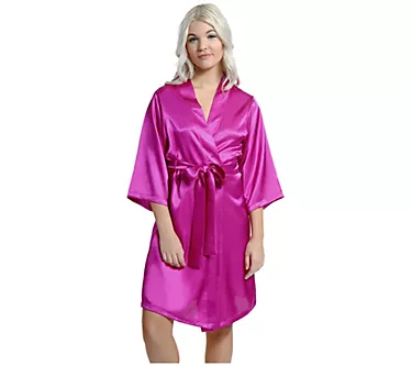 iCollection Satin Robe w/ Binding Trim Detail and Sash