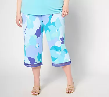 Isaac Mizrahi Live! Tall Printed Pebble Knit Pull On Culotte Pants