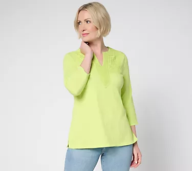 Belle by Kim Gravel Packabelle Gotta Getaway Lace Trim Top