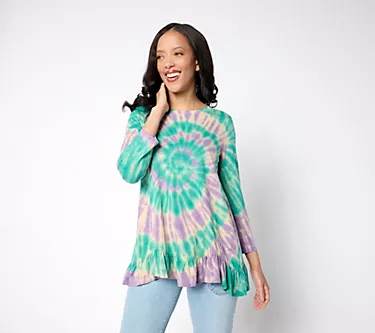 LOGO by Lori Goldstein Cotton Modal Tie Dye Top