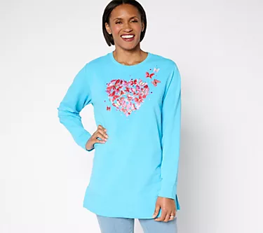 Quacker Factory Love is in the Air French Terry Tunic Top