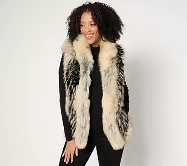 Donna Salyers Fabulous Furs Luxe Faux Fur Vest with Pockets