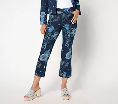 nicole by Nicole Miller Regular Cropped Dream Denim Jean-Floral
