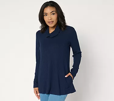 Susan Graver Weekend Reg Sweater Rib Knit Long Sleeve Tunic