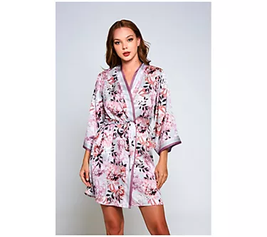 iCollection Floral Print Satin Robe