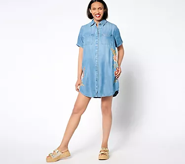 Driftwood Jeans Embroidered Short Sleeve Mabel Dress - Maui