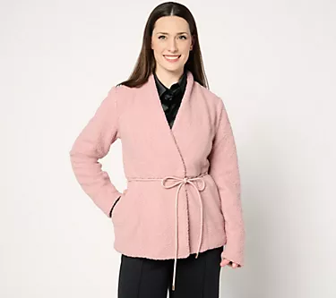 BEAUTIFUL by Lawrence Zarian Sherpa Jacket with Faux Leather Belt