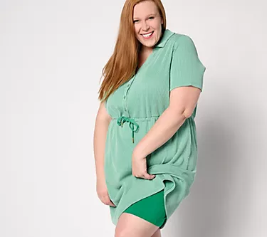 Sport Savvy Seersucker Petite Button Front Dress Set