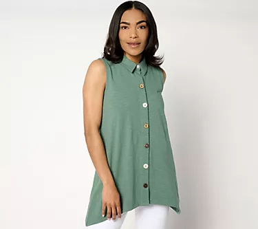 Denim & Co. Adaptive Texture-Knit Sharkbite Hem Tunic